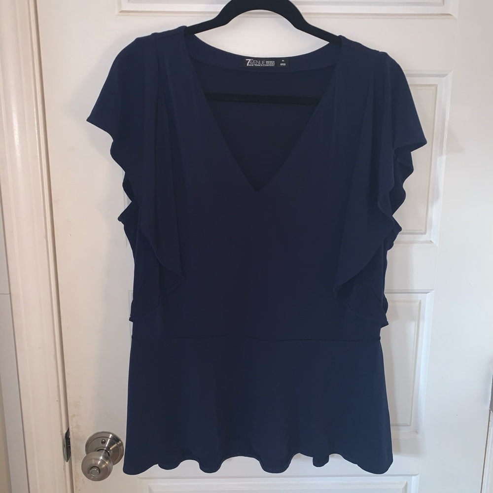 Peplum Flutter Sleeve Blouse